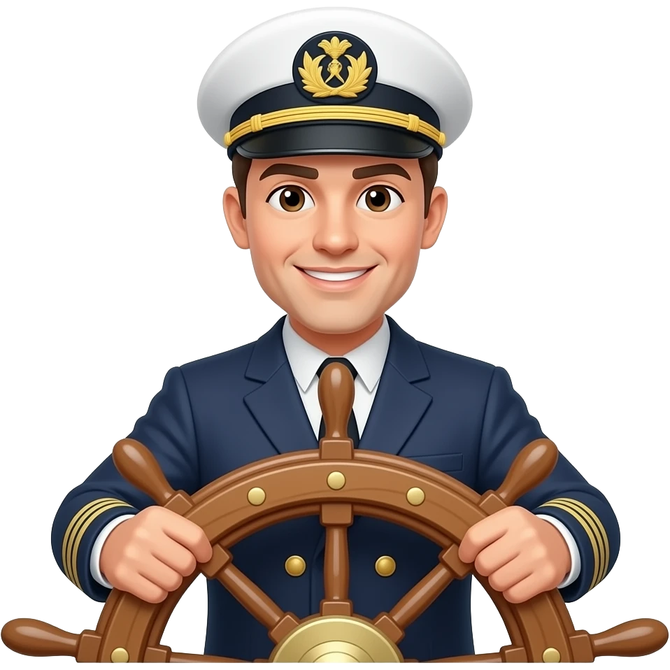 captain at the helm of the boat emoji