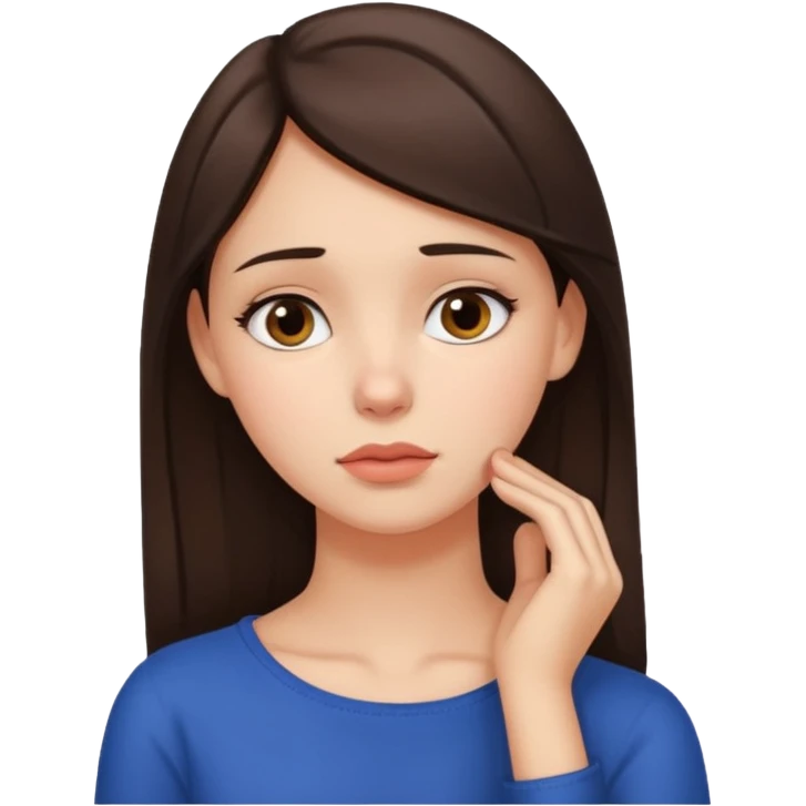 Brunette girl with hand on neck emoji