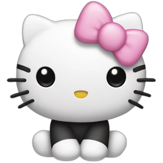 Hello kitty with straight black hair and white and pink ears headband  emoji