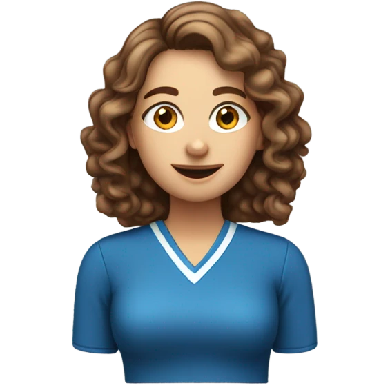 Create a female PE teacher emoji. She must have long brown volumed curled hair, She MUST have blue eyes. Brown hair. And a whistle around her neck. emoji