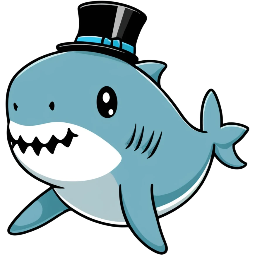 shark wearing a top hat emoji
