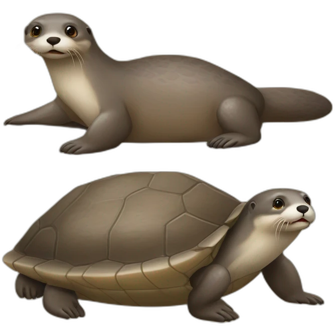 Loutre sur une tortue emoji