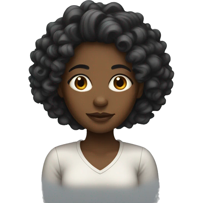 Black girl with long curly hair emoji