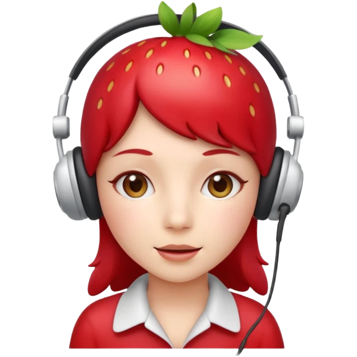 A Cute strawberry wearing headset  emoji