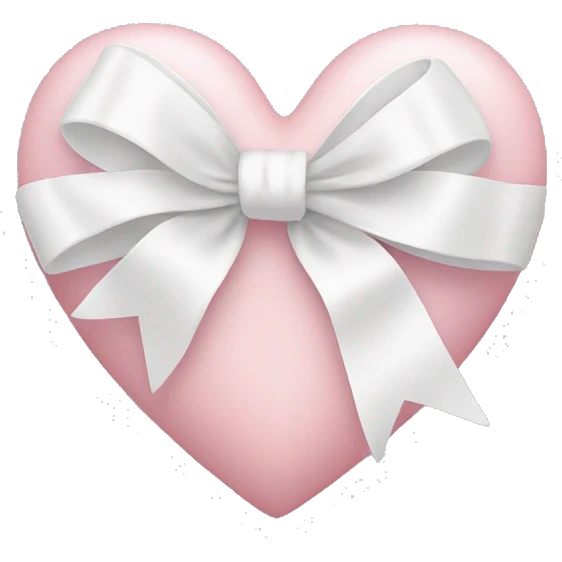 Pastel pink heart with white bow emoji