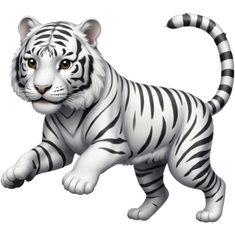 A white tiger pouncing at the screen with silver accsents make it less cartoon looking and more realism  emoji
