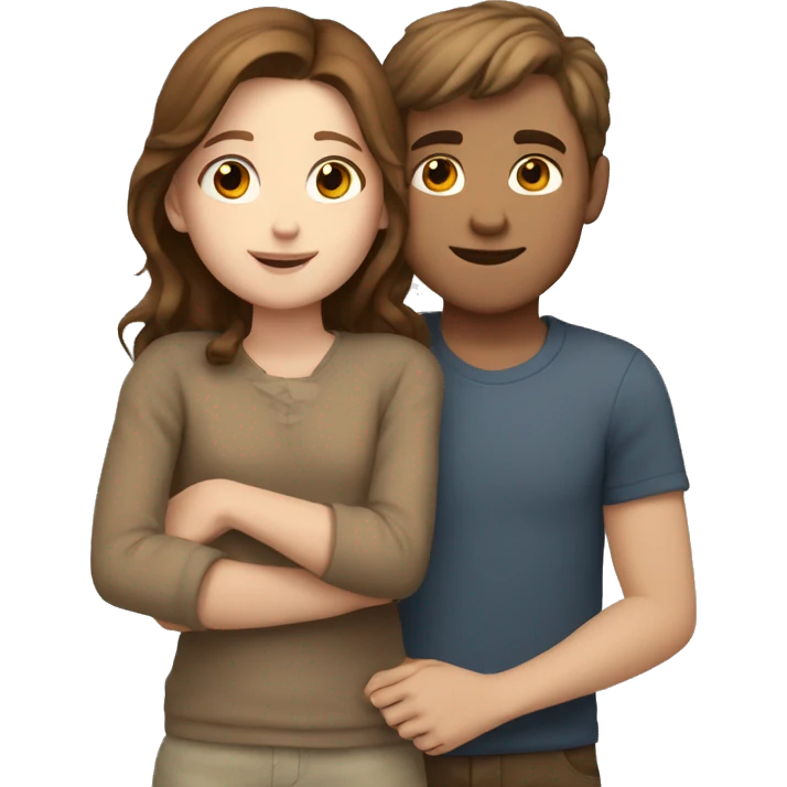 white boy and brown haired girl cuddling emoji