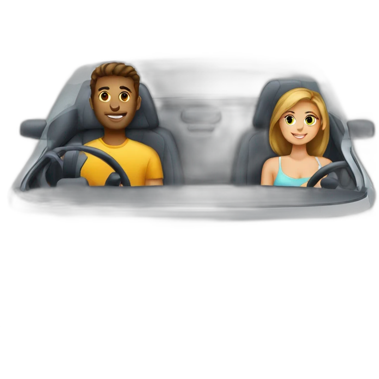 boyfriend girlfriend on long drive in car  emoji
