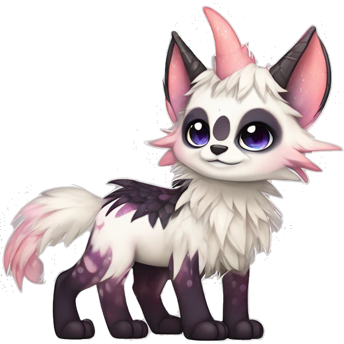 cute Kawaii edgy fantasy animal sparkle fursona Fionbri creature by griffsnuff & LiLaiRa & Falvie full body emoji