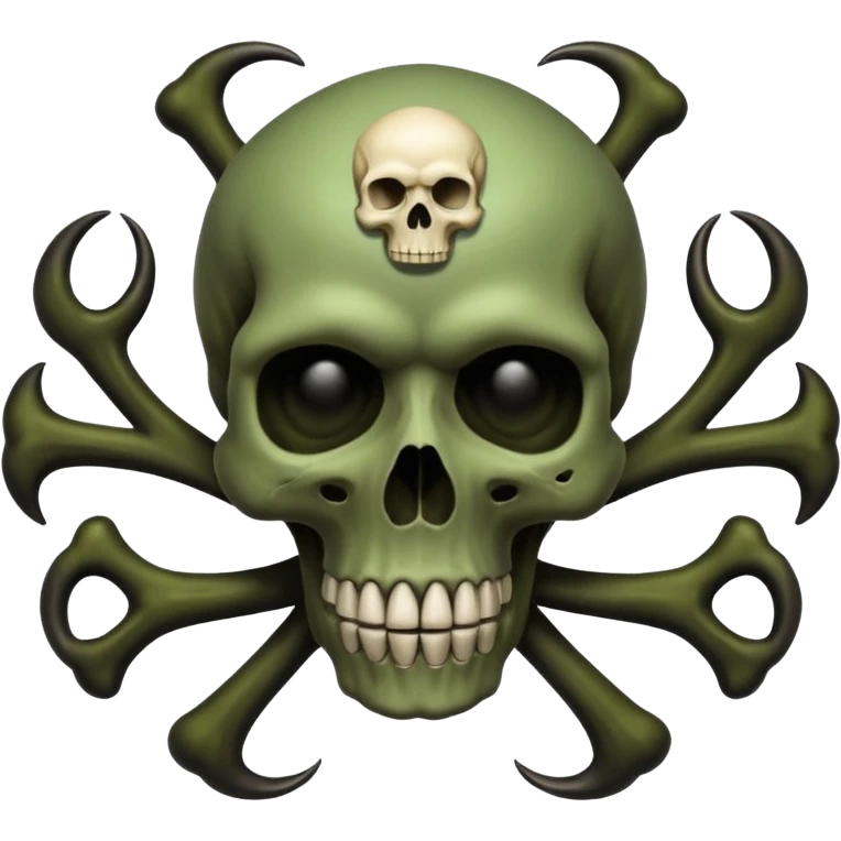 a poisonous cloud of gas, dark swamp color, with an image of a skull and two crossed bones behind the skull emoji