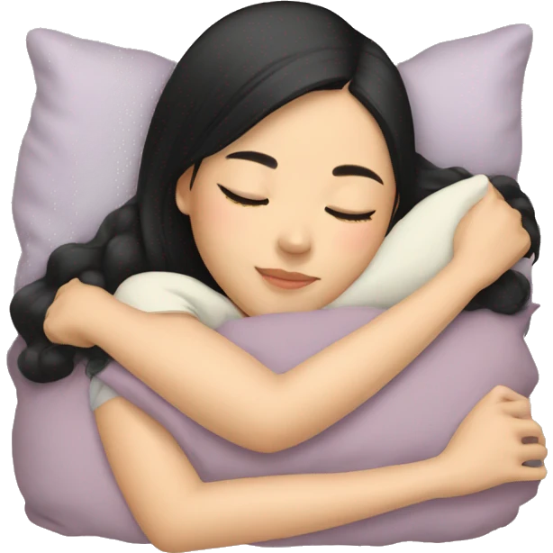 Asian girl with black hair napping emoji