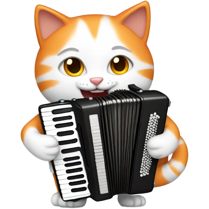 white-orange cat playing the accordion  emoji