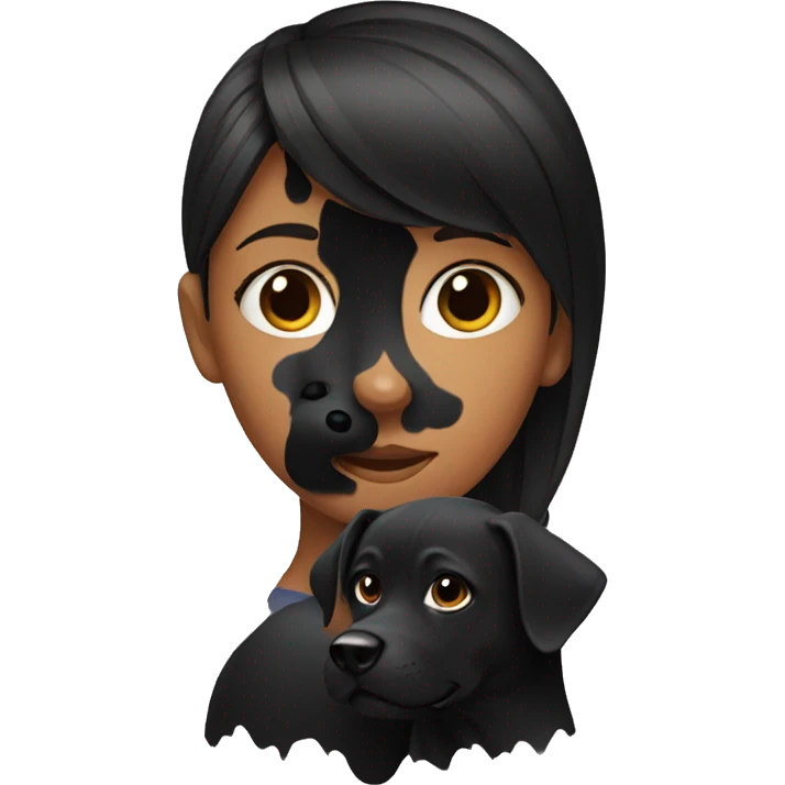 Girl with black dog emoji