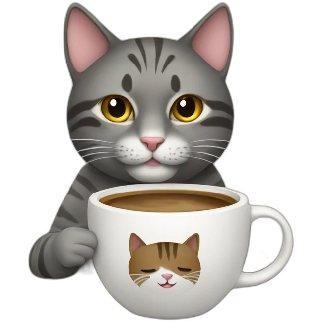 Cat drinking coffee emoji