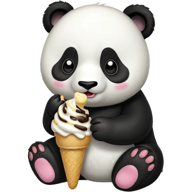 Panda eating ice cream emoji