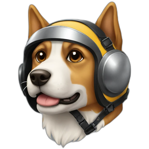Perro con casco de moto emoji