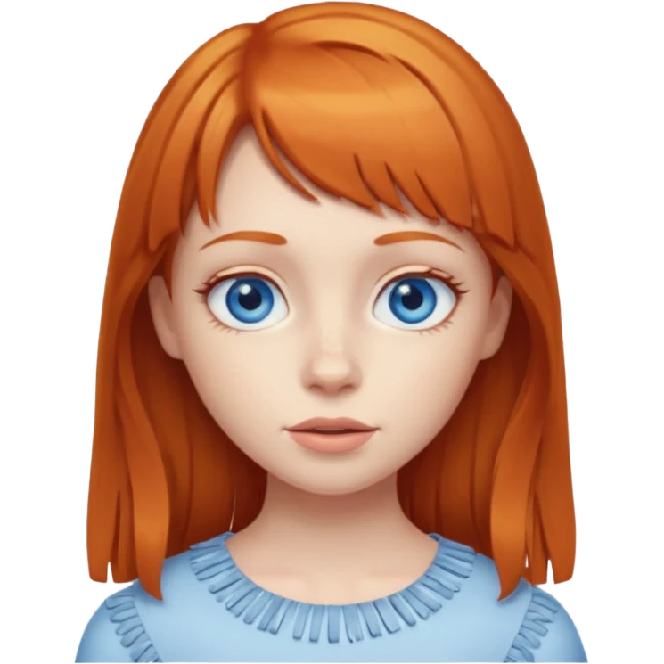 Ginger girl with blue eyes and a fringe  emoji