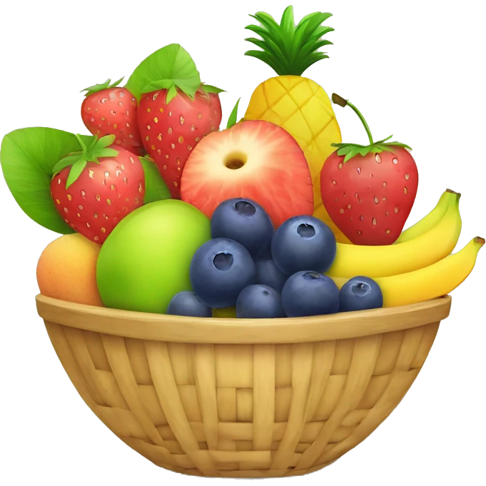 fruit basket with strawberry cherry pineapple blueberry mango grape kiwi & watermelon  emoji