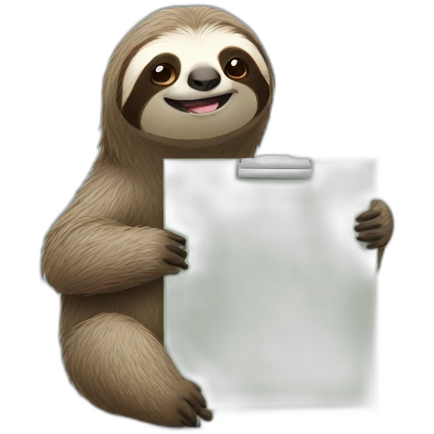 sloth holding white board emoji