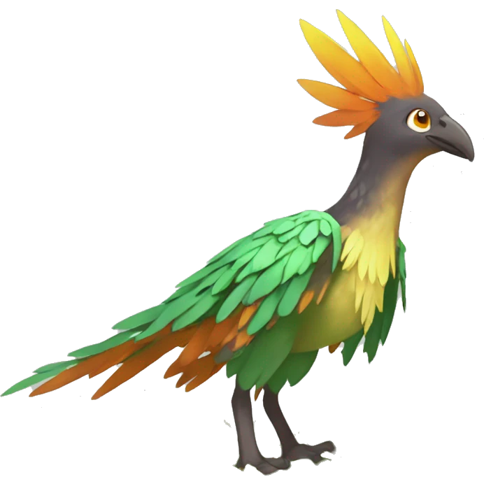 earthly muddy fresh Cool Cute Fantasy legendary jungle-bird plant-grass-type-Dendro-Phoenix-avian Fakemon full body emoji