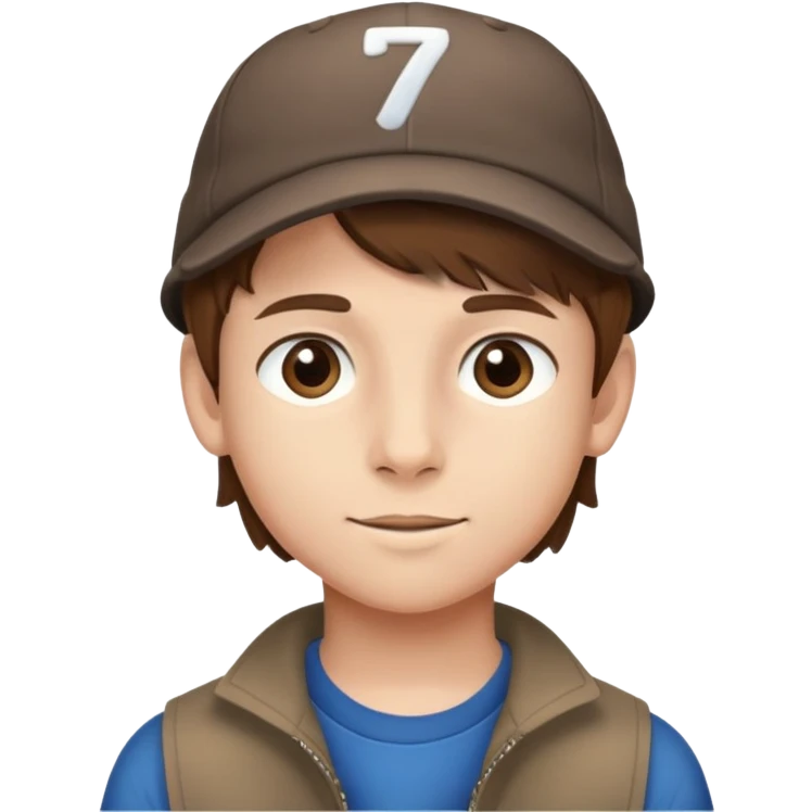 garcon de douze ans avec un coupe casquette au cheveux brun qui est blanc emoji