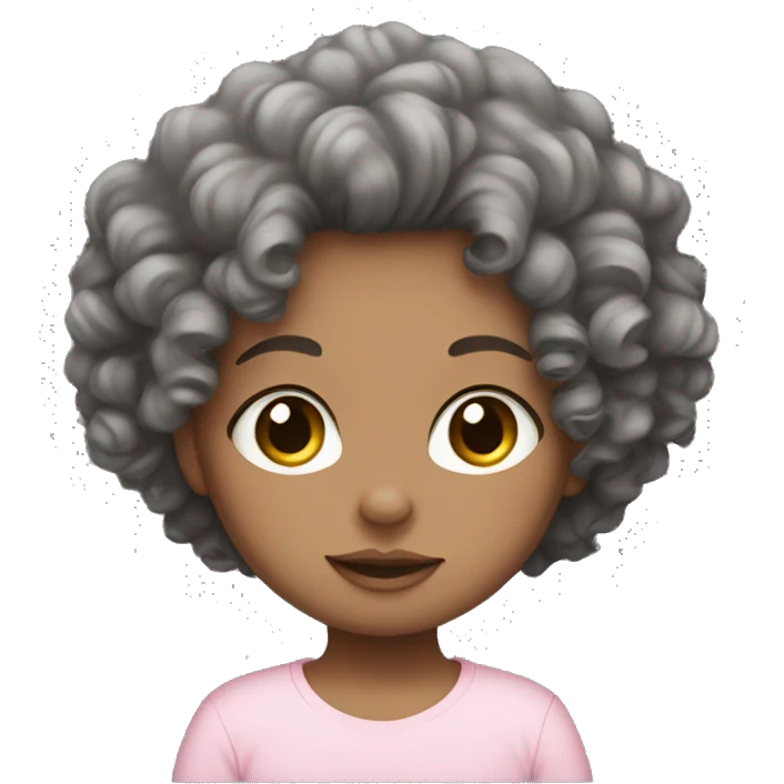 Black curly hair white girl with baby pink shirt emoji