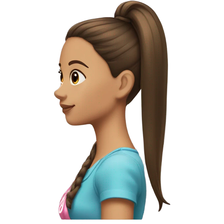 girl side profile brunette barbie style ponytail  emoji