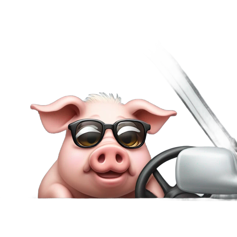 Drunjk pig driving emoji