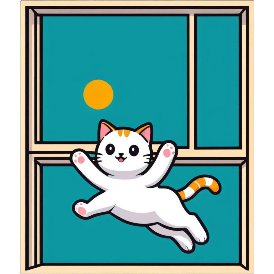 Кот прыгнул в окно emoji