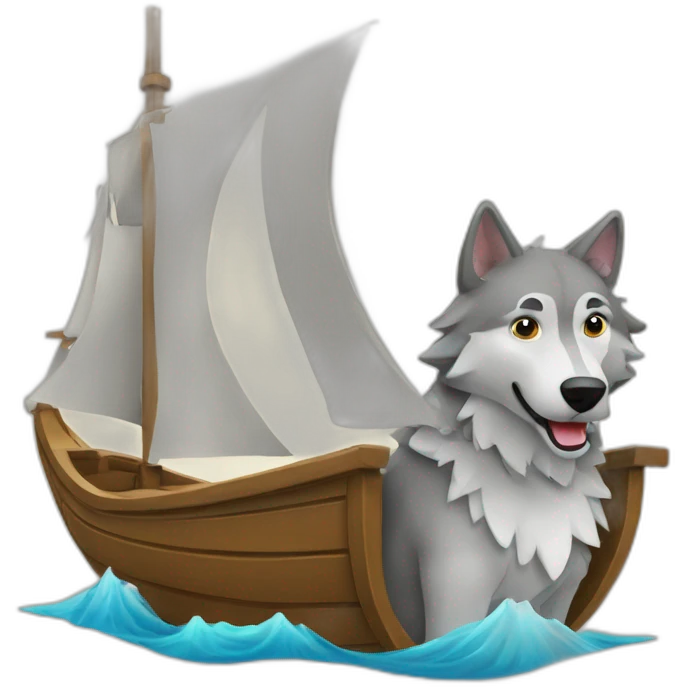 Loup sur un bateau emoji