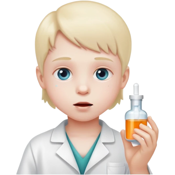 enfant qui prent un medicament (met le en interdiction car risque de intoxication) emoji