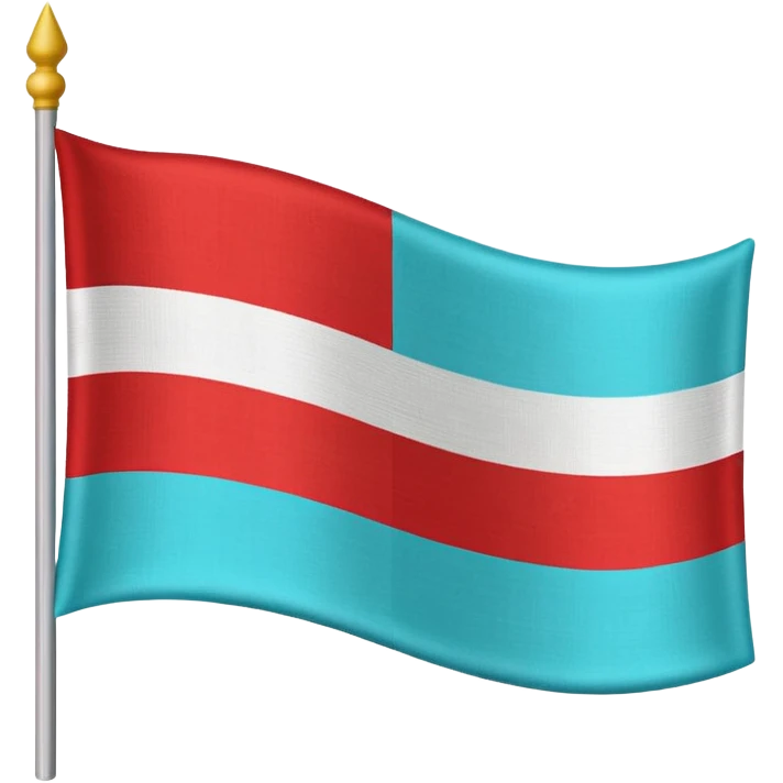 Flag with 3 horizontal stripes: first is white second is cyan third is red emoji