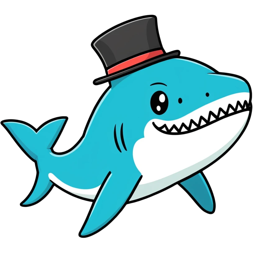 Shark with a top hat emoji