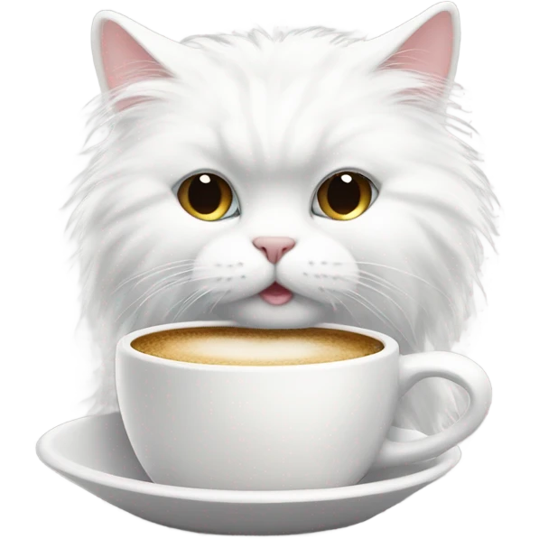 White Cat drinking coffee emoji