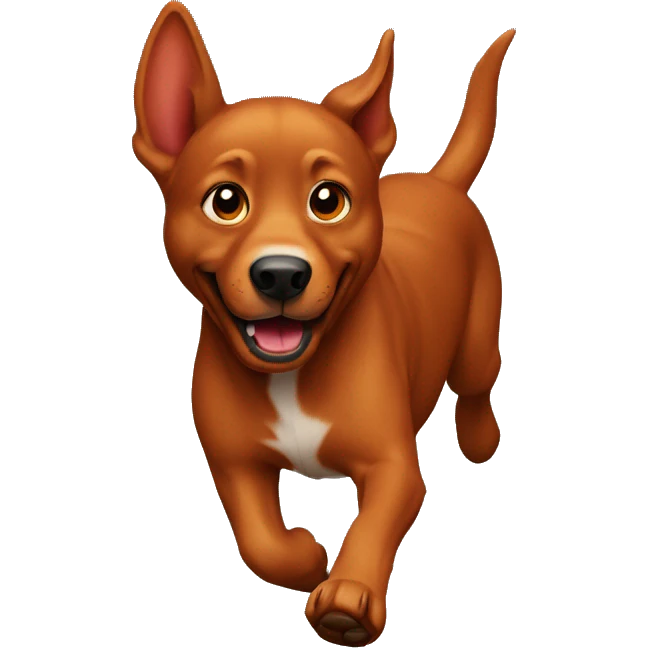 solid red dog with pointed ears running emoji