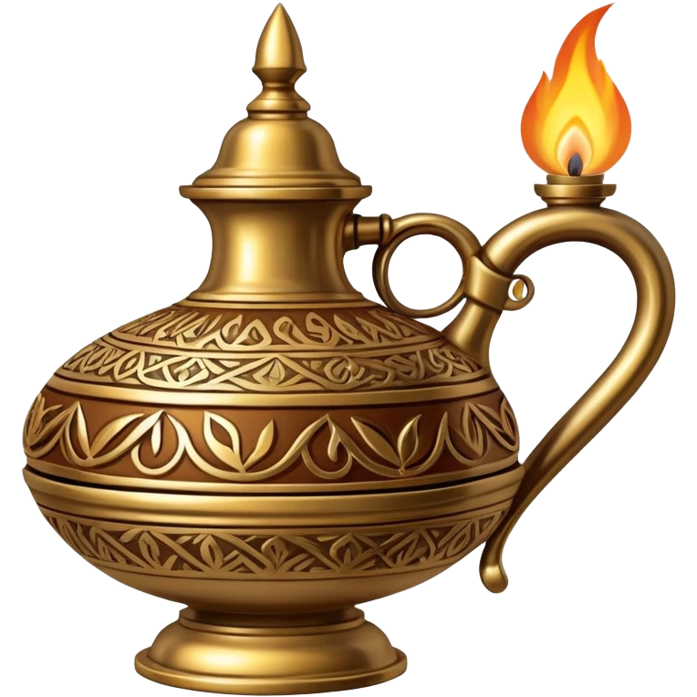 traditional middle eastern oil lamp with flame emoji
