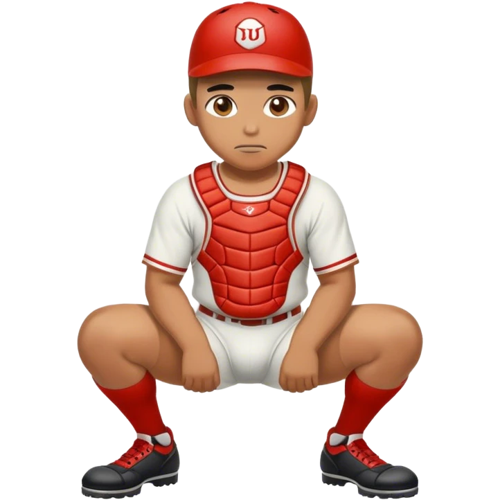 Baseball catcher crouch muscular undies  emoji