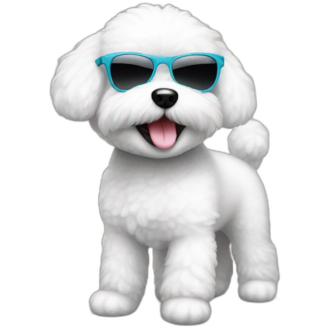 A happy bichon who wears sunglasses emoji