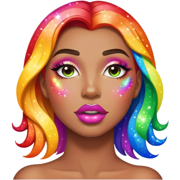 rainbow sparkles on lush, full lips emoji