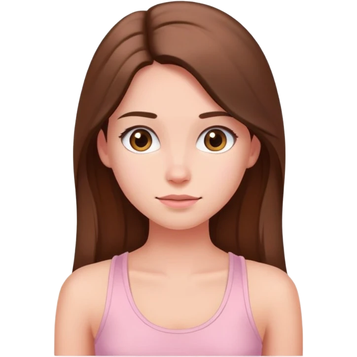 Girl with longhair wearing soft pink tank top emoji