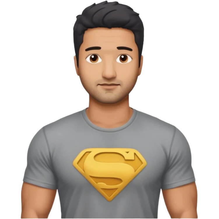 ipretty bratz emoji of vicky kaushal wearing a grey tee, muscular emoji