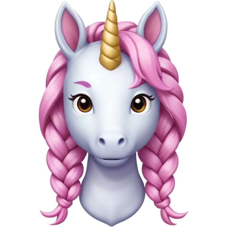 braided unicorn wiith big visible braids looking into the camera emoji