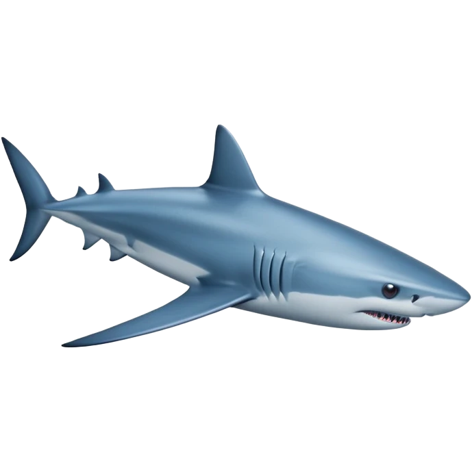 A blue shark swims swiftly through the ocean, emoji