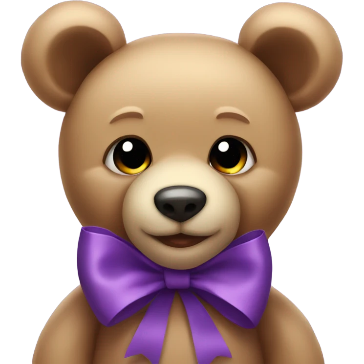 teddy bear with purple bow near ear emoji