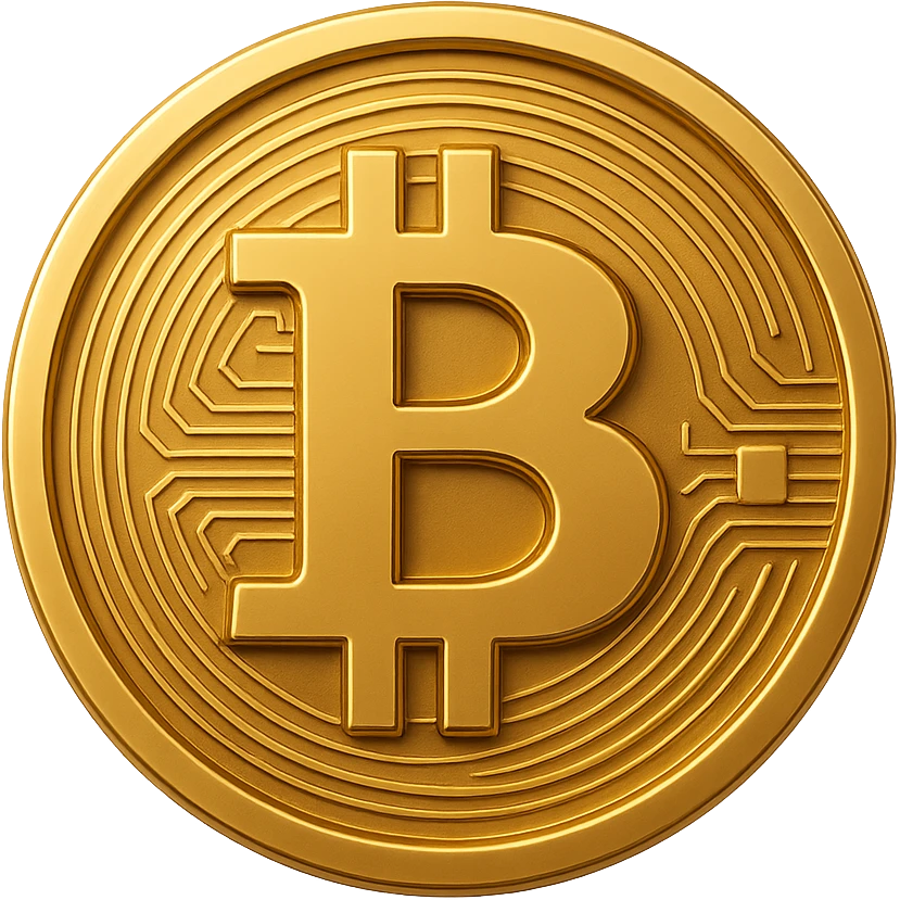 Create a high quality bitcoin coin with smooth edges, polished and production-ready appearance, on a transparent background. emoji
