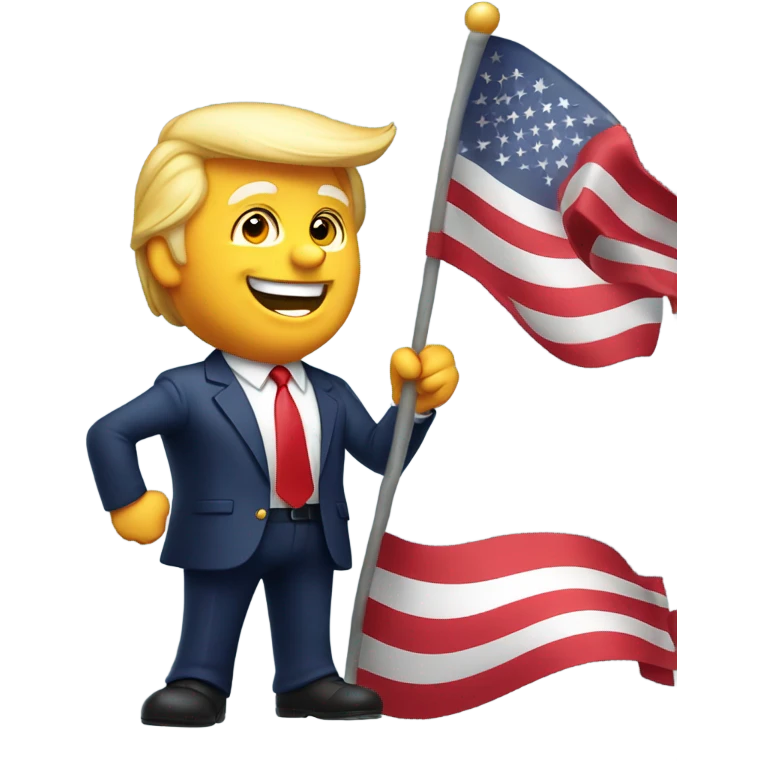 Donald Trump waving an American flag emoji