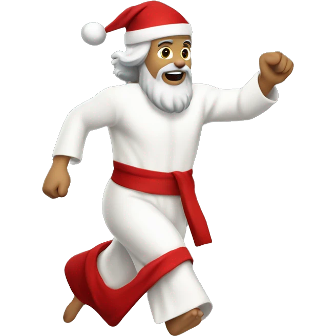 skipping sprint Jesus santa costume emoji