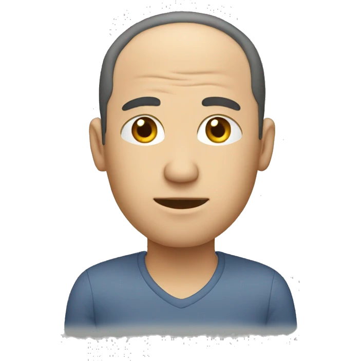 man with receding hair, with a computer emoji