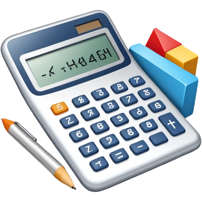 An icon featuring mathematical formulas, a calculator, and geometric shapes, symbolizing mathematics. The design includes a ruler, and a graph, representing the study of numbers, equations, and spatial relationships. Transparent background highlights the precision and logic of math. emoji