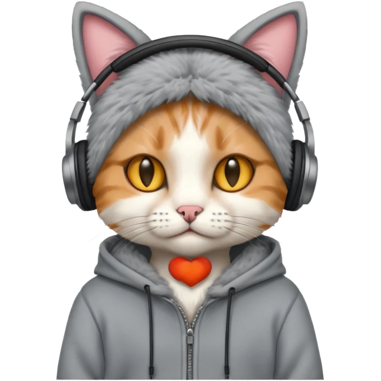 Cat wearing headphones and a hoodie  emoji